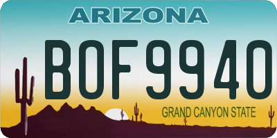 AZ license plate BOF9940