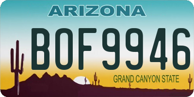 AZ license plate BOF9946