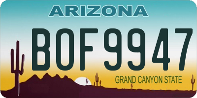 AZ license plate BOF9947