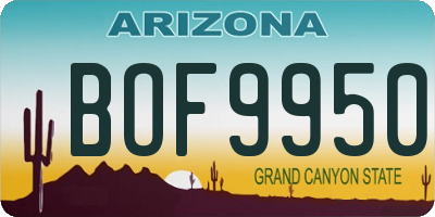 AZ license plate BOF9950