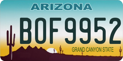 AZ license plate BOF9952