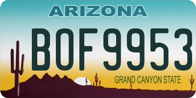 AZ license plate BOF9953