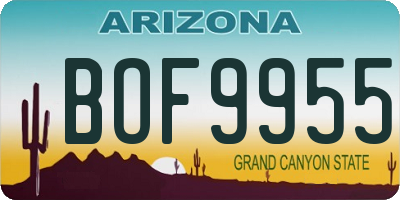 AZ license plate BOF9955