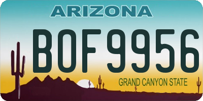 AZ license plate BOF9956