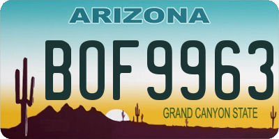 AZ license plate BOF9963