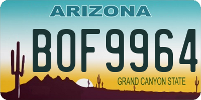 AZ license plate BOF9964