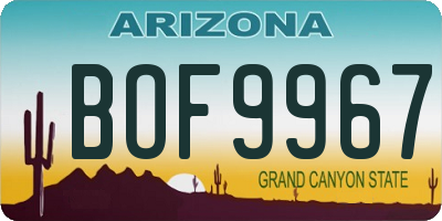 AZ license plate BOF9967