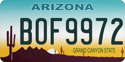 AZ license plate BOF9972