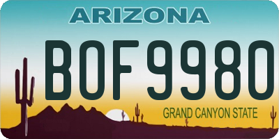 AZ license plate BOF9980