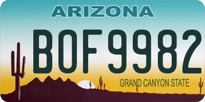 AZ license plate BOF9982