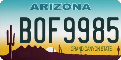 AZ license plate BOF9985