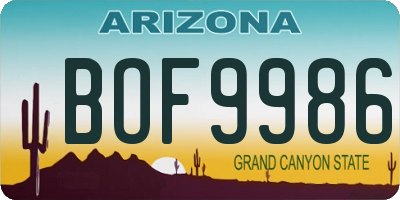 AZ license plate BOF9986