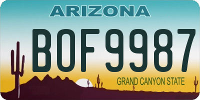 AZ license plate BOF9987