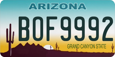 AZ license plate BOF9992