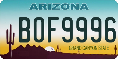 AZ license plate BOF9996