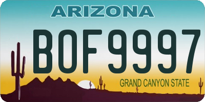 AZ license plate BOF9997