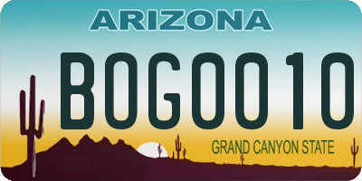 AZ license plate BOG0010