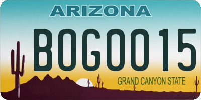 AZ license plate BOG0015