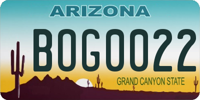 AZ license plate BOG0022