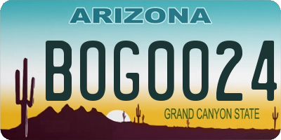 AZ license plate BOG0024