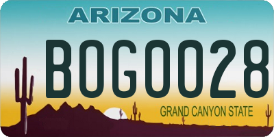 AZ license plate BOG0028