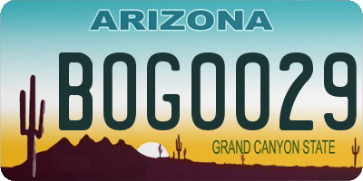 AZ license plate BOG0029