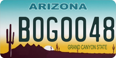 AZ license plate BOG0048