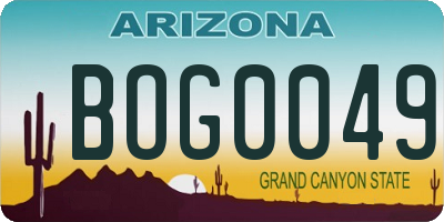 AZ license plate BOG0049