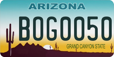 AZ license plate BOG0050