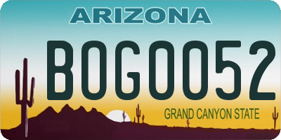 AZ license plate BOG0052
