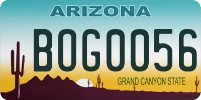 AZ license plate BOG0056