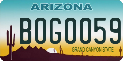 AZ license plate BOG0059