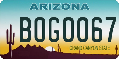 AZ license plate BOG0067