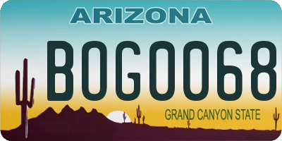 AZ license plate BOG0068