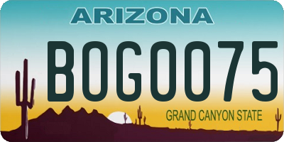AZ license plate BOG0075