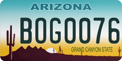 AZ license plate BOG0076