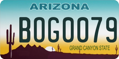 AZ license plate BOG0079