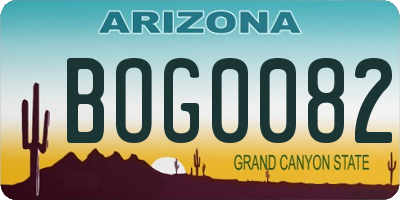 AZ license plate BOG0082