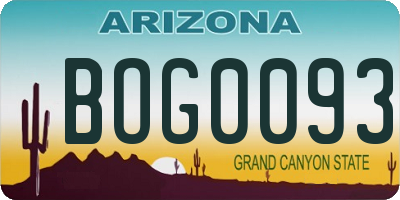AZ license plate BOG0093