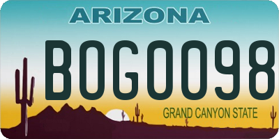 AZ license plate BOG0098