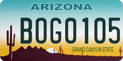 AZ license plate BOG0105