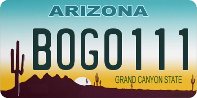 AZ license plate BOG0111