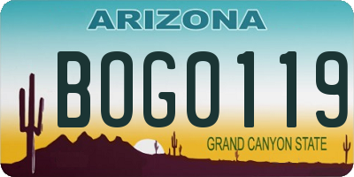 AZ license plate BOG0119