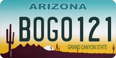 AZ license plate BOG0121