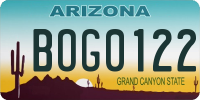 AZ license plate BOG0122