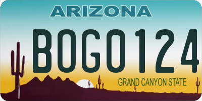 AZ license plate BOG0124