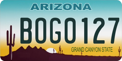 AZ license plate BOG0127