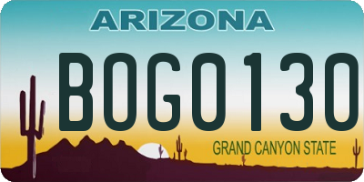 AZ license plate BOG0130