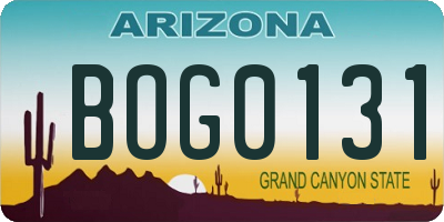 AZ license plate BOG0131