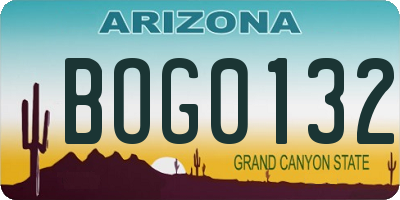 AZ license plate BOG0132